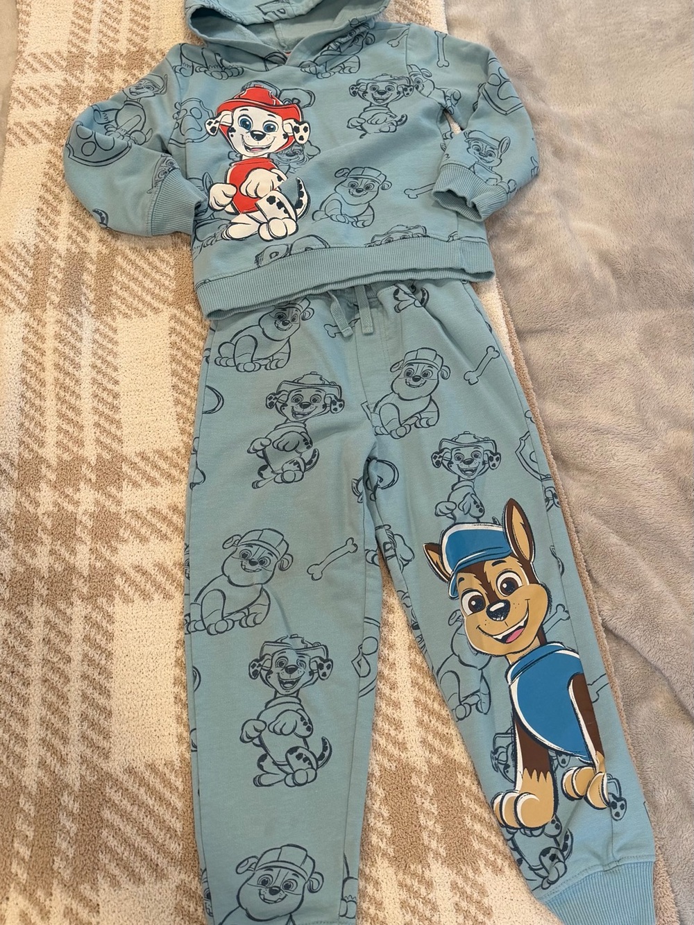 Paw Patrol Blue Hoodie & Jogger Pajama Set with Chase & Marshall Prints